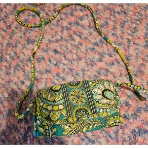 Vera Bradley aqua floral trifold wallet crossbody